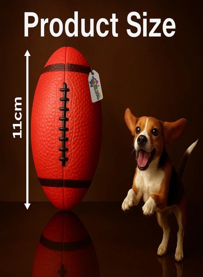 Western Era Rugby Ball Shaped Dog Chew Toy | Squeaky Textured Fetch Toy for Dogs & Puppies | Durable Rubber Pet Toy for Teething, Dental Cleaning & Interactive Play | Safe for Indoor Outdoor Use - Image 3